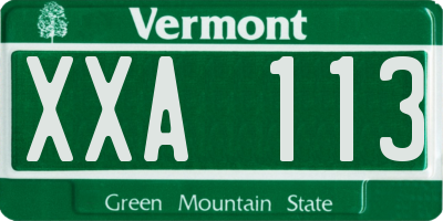 VT license plate XXA113