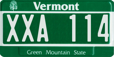 VT license plate XXA114