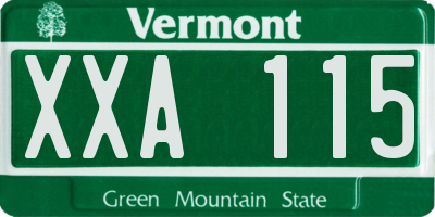 VT license plate XXA115
