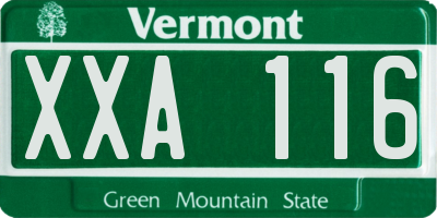VT license plate XXA116