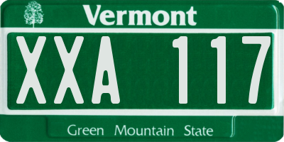 VT license plate XXA117