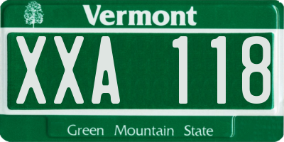 VT license plate XXA118