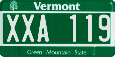 VT license plate XXA119