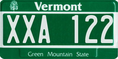 VT license plate XXA122