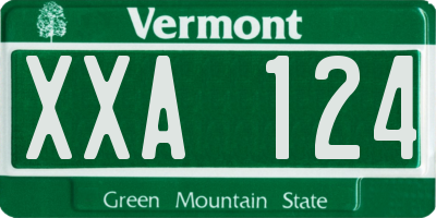VT license plate XXA124