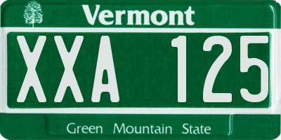 VT license plate XXA125