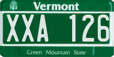 VT license plate XXA126