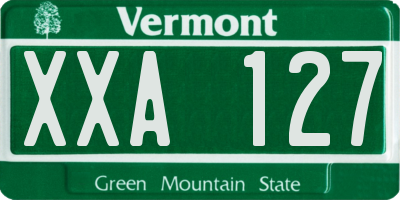 VT license plate XXA127