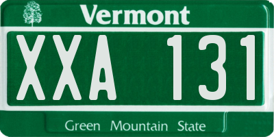 VT license plate XXA131