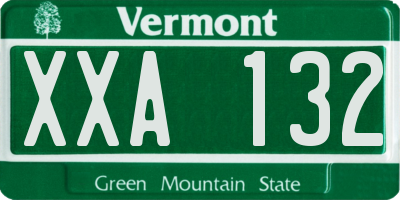 VT license plate XXA132