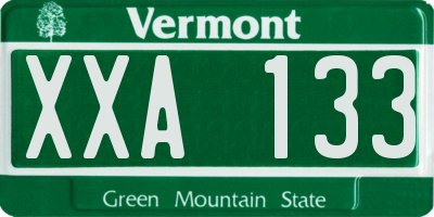 VT license plate XXA133