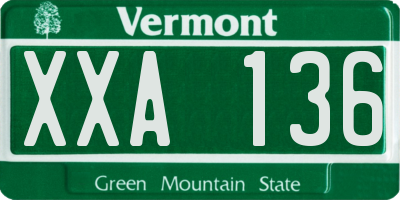 VT license plate XXA136