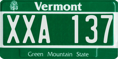 VT license plate XXA137