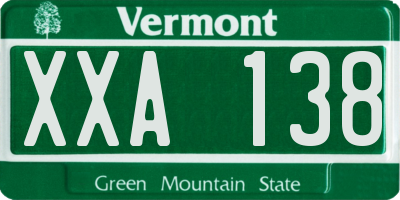 VT license plate XXA138