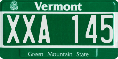 VT license plate XXA145