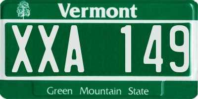 VT license plate XXA149