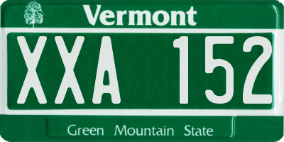 VT license plate XXA152