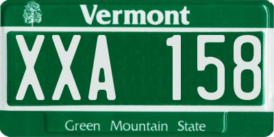 VT license plate XXA158