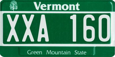 VT license plate XXA160