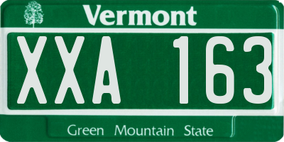 VT license plate XXA163