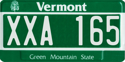 VT license plate XXA165