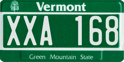VT license plate XXA168