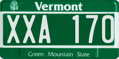 VT license plate XXA170