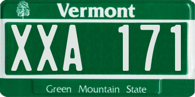 VT license plate XXA171