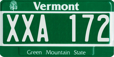 VT license plate XXA172