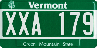 VT license plate XXA179
