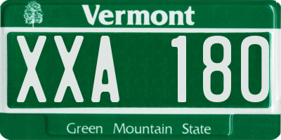 VT license plate XXA180