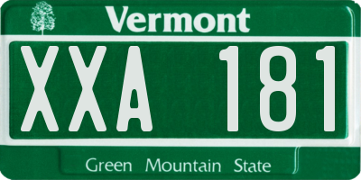 VT license plate XXA181
