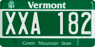 VT license plate XXA182