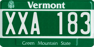VT license plate XXA183