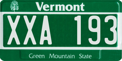 VT license plate XXA193