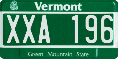 VT license plate XXA196