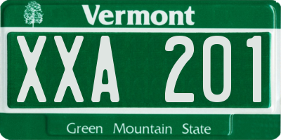 VT license plate XXA201