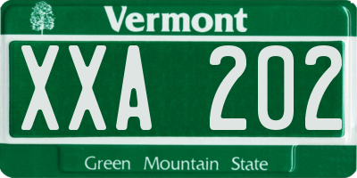 VT license plate XXA202