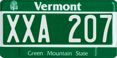 VT license plate XXA207