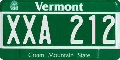 VT license plate XXA212