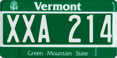 VT license plate XXA214