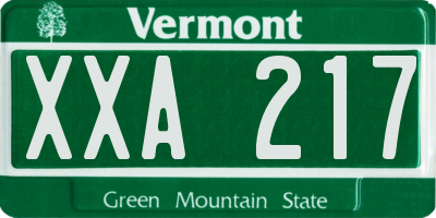 VT license plate XXA217