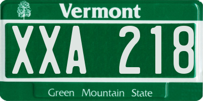 VT license plate XXA218