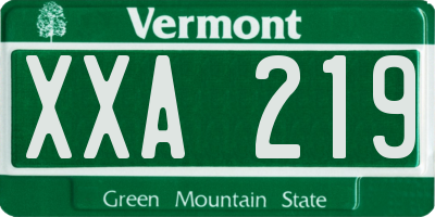 VT license plate XXA219
