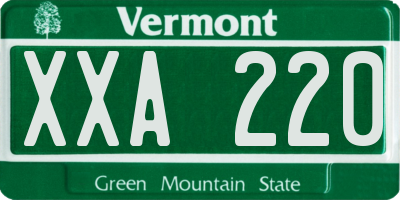 VT license plate XXA220