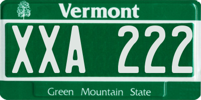VT license plate XXA222