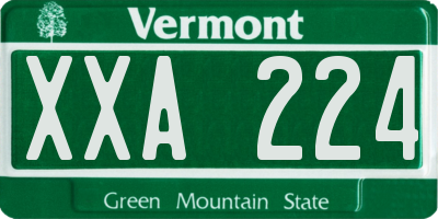 VT license plate XXA224