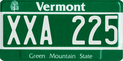 VT license plate XXA225