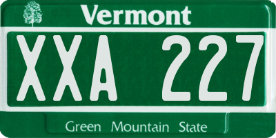 VT license plate XXA227