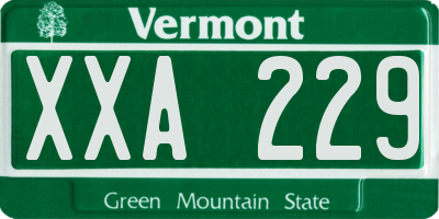 VT license plate XXA229